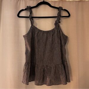 Madewell Black and White Checkered Peplum Tank